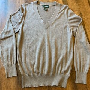 Eddie Bauer sweater women’s large tan beige v-neck long sleeve